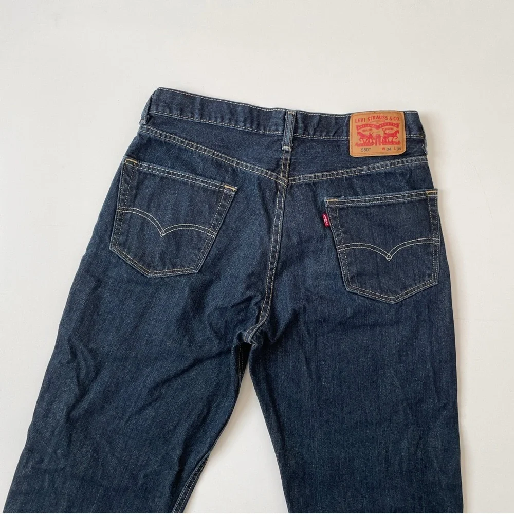 Levi's 550™ Relaxed Fit Straight Leg Baggy Dark Stonewash Jeans, Size 34 30